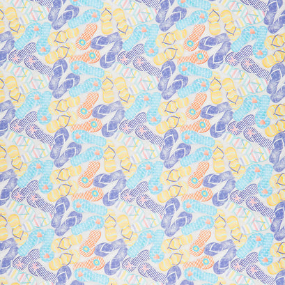 Beach Bound - Flip Flops Light Blue Digitally Printed Yardage