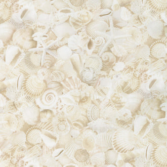 Beach Is My Happy Place - Packed Seashells Natural Yardage