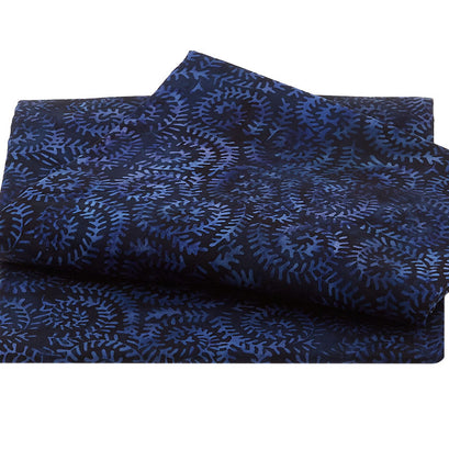Beaming Blue Batiks - Swirl Leaves Midnight Blue 2 Yard Cut
