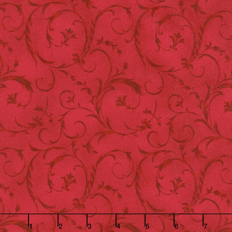 Beautiful Backings - Elegant Scroll Crimson Red 108" Wide Backing