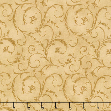 Beautiful Backings - Elegant Scroll Golden Tan 108" Wide Backing