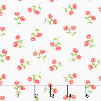 Beautiful Day - Rosebuds White Yardage