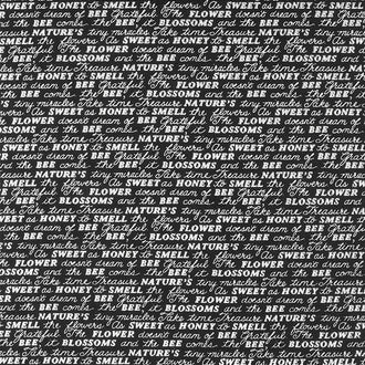 Bee Grateful - Sweet Words Ebony Yardage