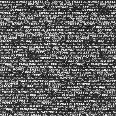 Bee Grateful - Sweet Words Ebony Yardage