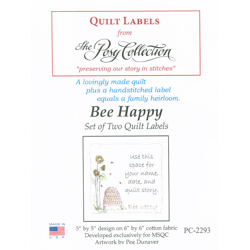 Bee Happy Digitally Printed Quilt Labels Alternative View #1
