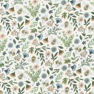 Bee Kind - Floral and Bee Toss Cream Multi Yardage
