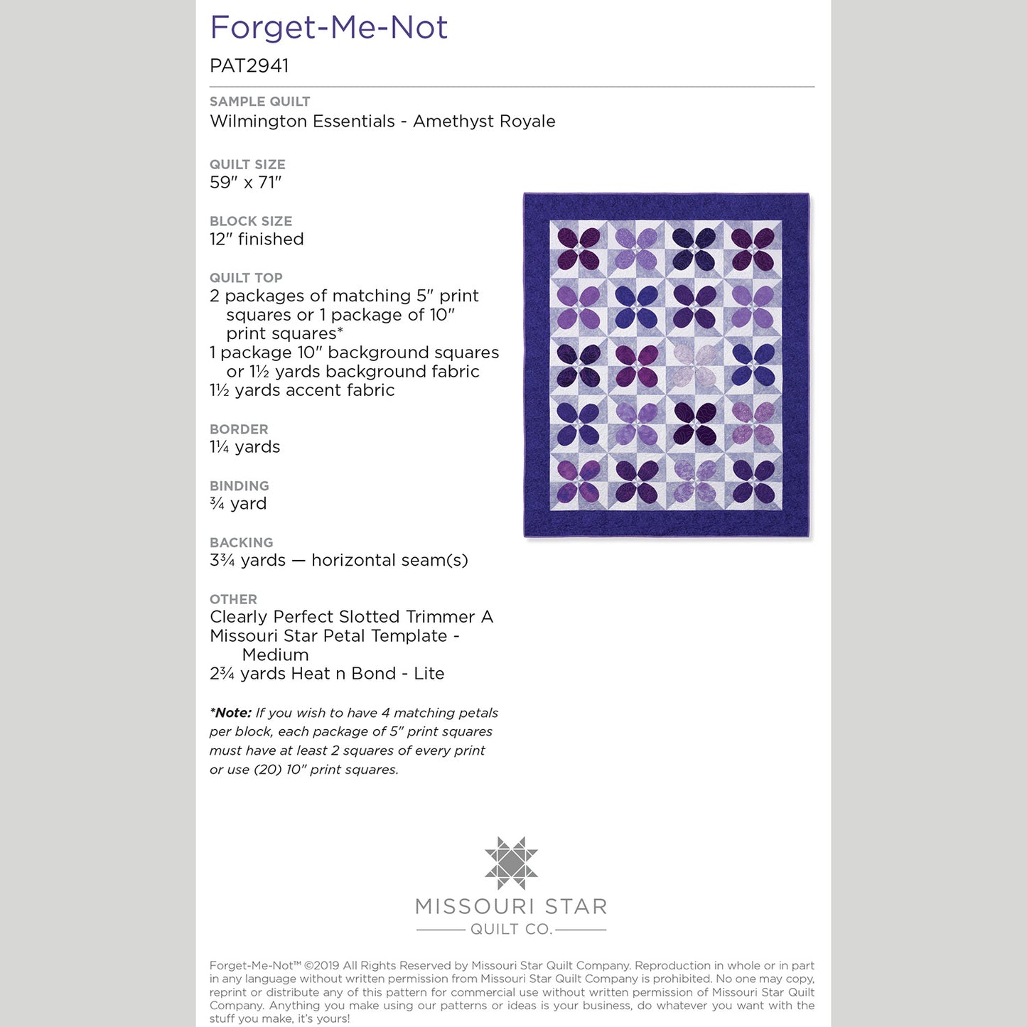 Digital Download - Forget Me Not Quilt Pattern by Missouri Star Alternative View #1