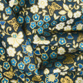 Bella Mariposa - Flowers and Butterflies Indigo Metallic Yardage