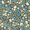 Bella Mariposa - Flowers and Butterflies Indigo Metallic Yardage