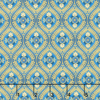 Bella Mariposa - Flowers Indigo Metallic Yardage