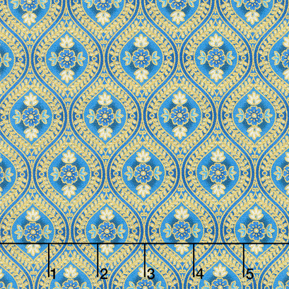 Bella Mariposa - Flowers Indigo Metallic Yardage