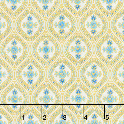 Bella Mariposa - Flowers Ivory Metallic Yardage