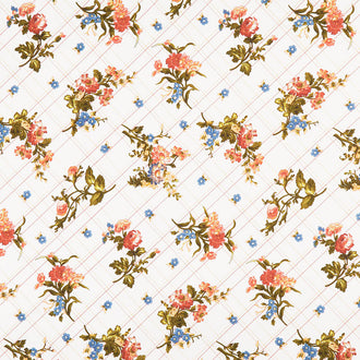 Belle Epoque - Cream Bias Plaid Floral Yardage