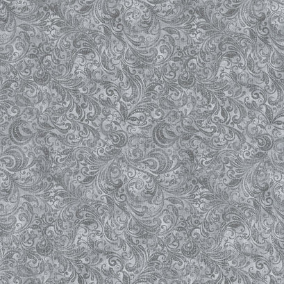 Belle - Grey Delicate Filigree Yardage