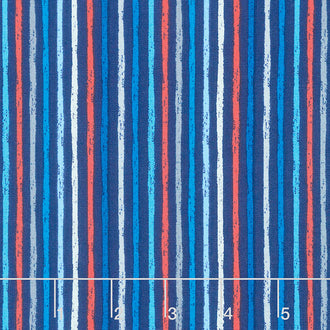Beside the Sea - Chalky Stripes Blue Yardage