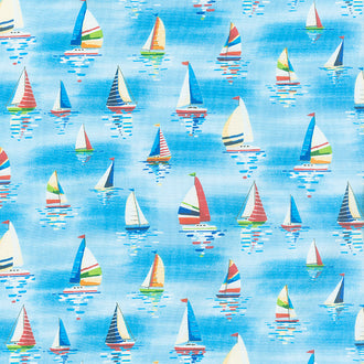 Beside the Sea - Sailboats Light Blue Yardage