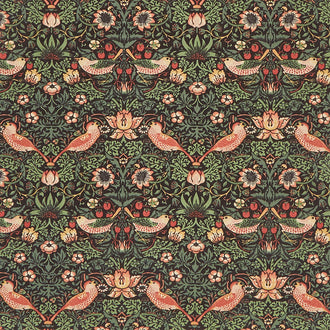 Best of Morris Fall - Strawberry Thief 1883 Ebony Yardage