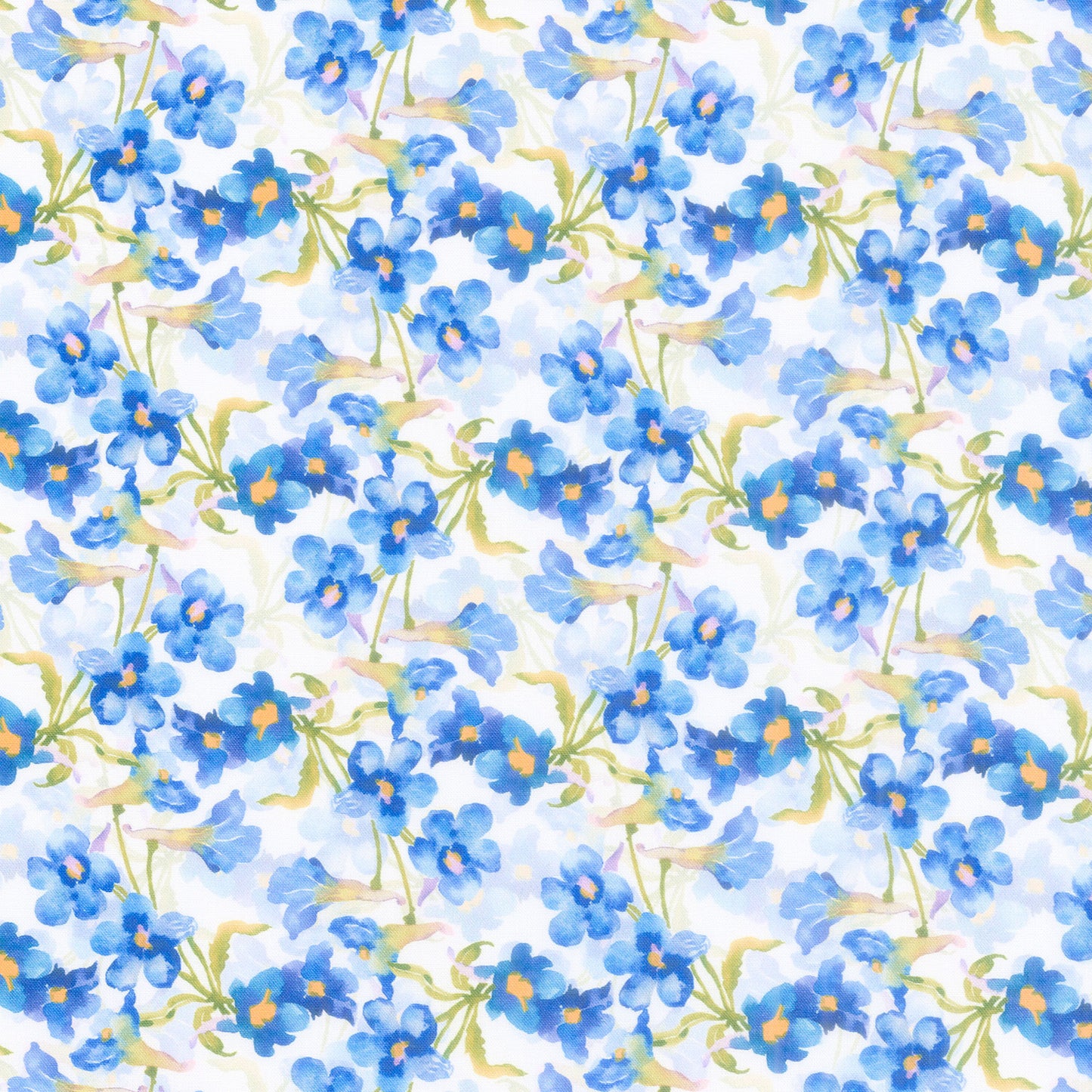 Decoupage - Flowers Blue Yardage Primary Image