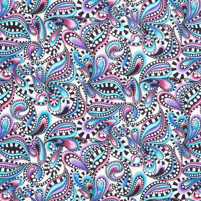 Xanadu - Paisley Rhythm Multi White Yardage
