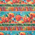 Charisma - Poppies Border Stripe Turquoise Multi Yardage