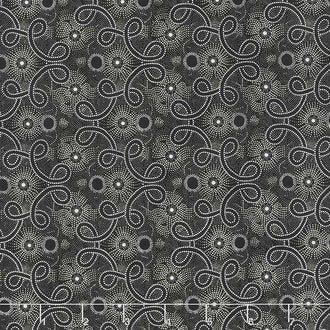 Blackwood Cottage - Pointillist Scroll Black Yardage