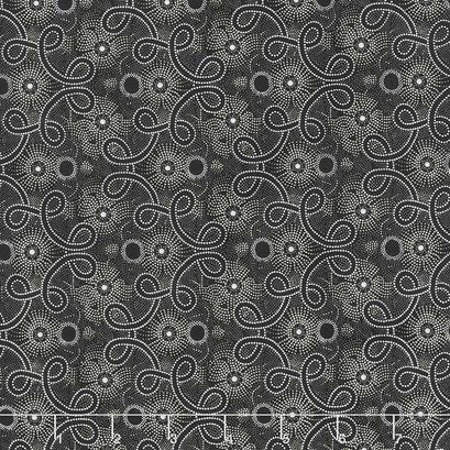 Blackwood Cottage - Pointillist Scroll Black Yardage