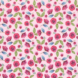Blissful Blooms - Floral Pink Yardage