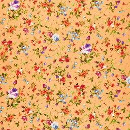 Bloom On - Spaced Floral Orange Yardage