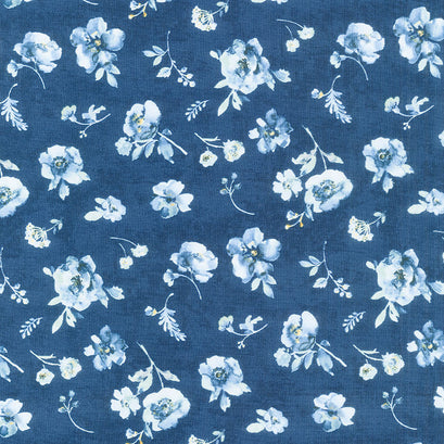 Blue Breeze - Floral Toss Blue Yardage