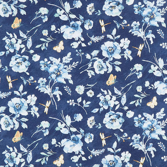 Blue Breeze - Large Floral Blue Yardage