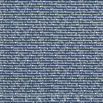 Blue Stitch - Text Navy Yardage