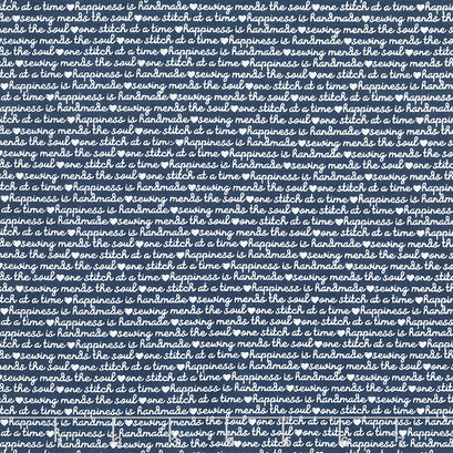 Blue Stitch - Text Navy Yardage