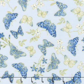 Blue Symphony - Butterfly Blue Metallic Yardage