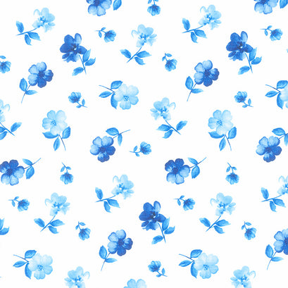 Bluebird - Tiny Flowers White Yardage