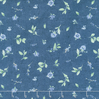 Bohemian Blue - Small Floral Toss Blue Yardage