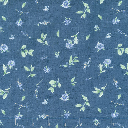 Bohemian Blue - Small Floral Toss Blue Yardage