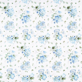 Bohemian Blue - Tossed Bouquets Cream Yardage