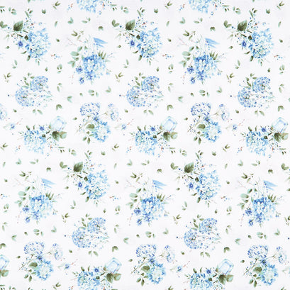 Bohemian Blue - Tossed Bouquets Cream Yardage