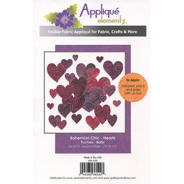 Bohemian Chic Fuchsia Hearts Fusible Appliqué Shapes Alternative View #2