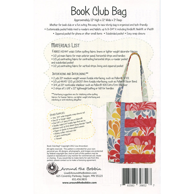 Book Club Bag Pattern Alternative View #1