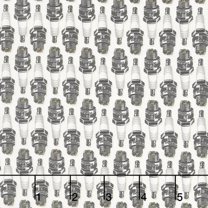 Born to Ride - Spark Plugs Cream Yardage