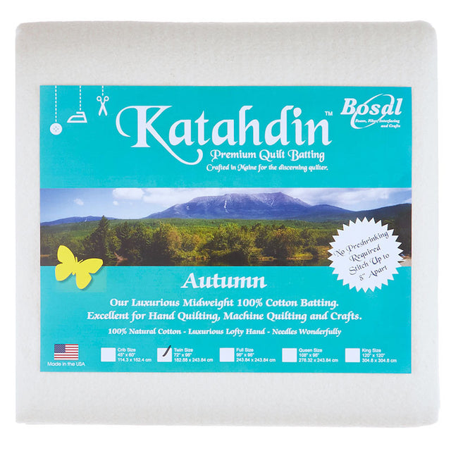 Bosal Katahdin Premium Autumn 100% Cotton Batting Twin Primary Image