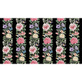 Botanica - Floral Stripe Black Multi Digitally Printed Yardage