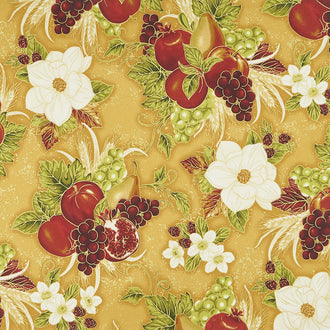 Bounty of the Season - Fruit Gold Metallic Yardage