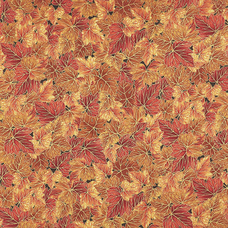 Bounty of the Season - Leaves Flame Metallic Yardage