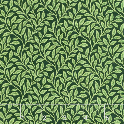 Bouquet - Floral Trail Green on Black Yardage
