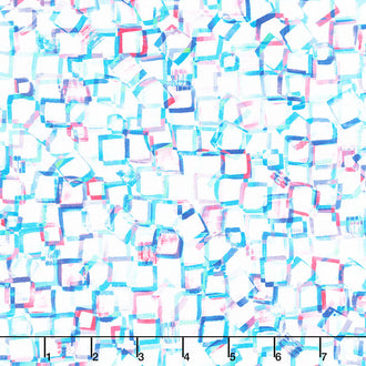 Bright Side - Squares White Digitally Printed Yardage