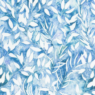 Brightly Blooming - Botanical Mochi Blue Digitally Printed Yardage