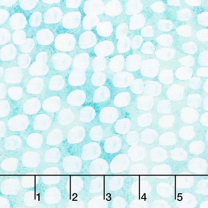Brightly Blooming - Polka Daubs Mochi Aqua Digitally Printed Yardage