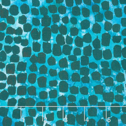 Brightly Blooming - Polka Daubs Mochi Turquoise Digitally Printed Yardage